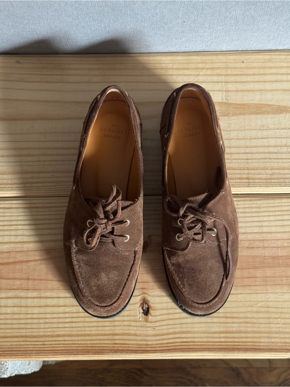 Sezane Brown Suede Lace-Up Flats - Picture 5 of 5